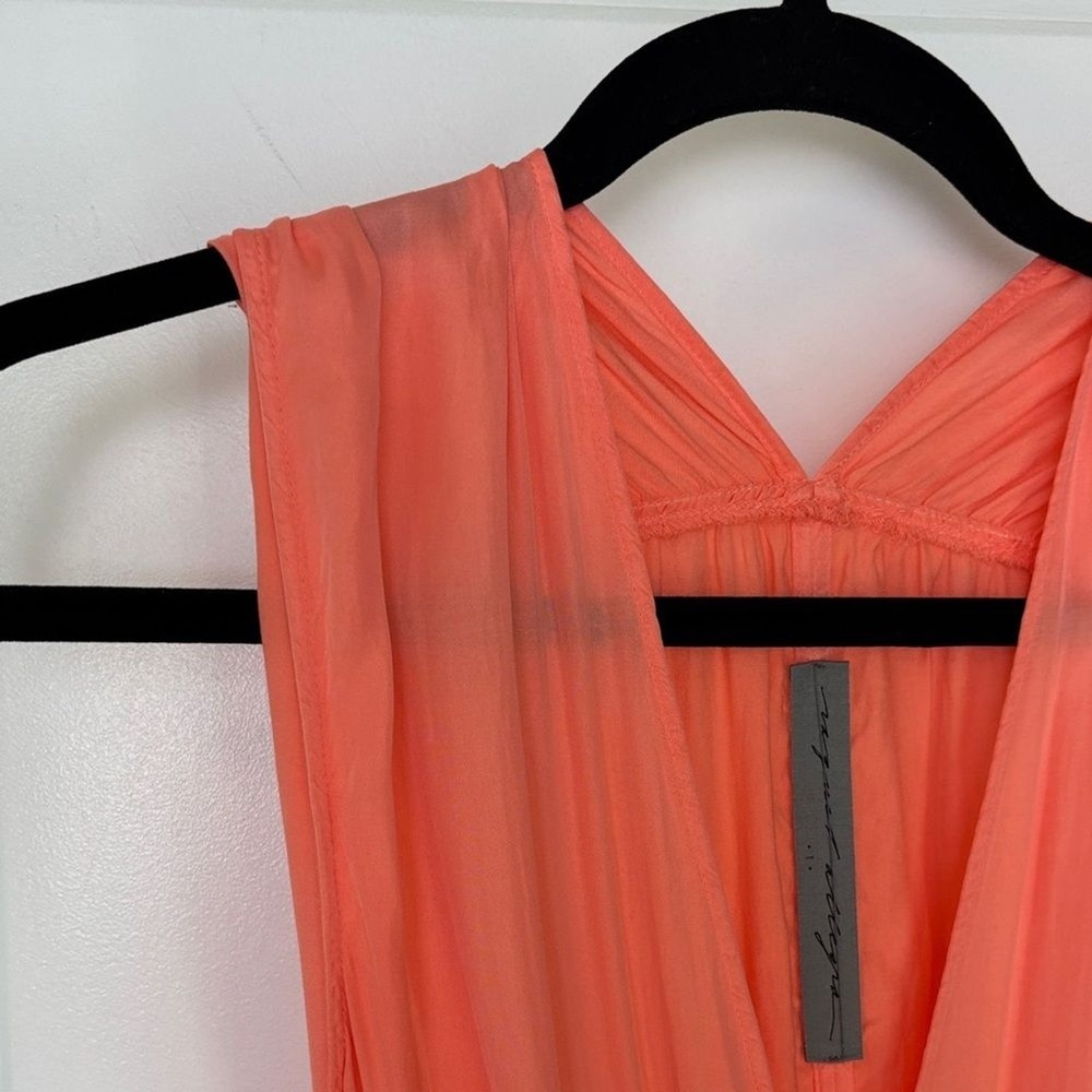 Raquel Allegra Daydream‎ Gathered Satin Maxi Dress In Orange Sunset Medium - Picture 6 of 12